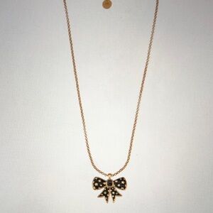 Gold and Black Bow Pendant Necklace for Kids